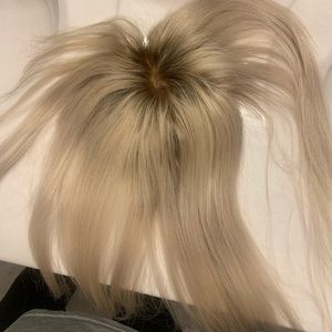 Silk base blonde rooted human hair topper